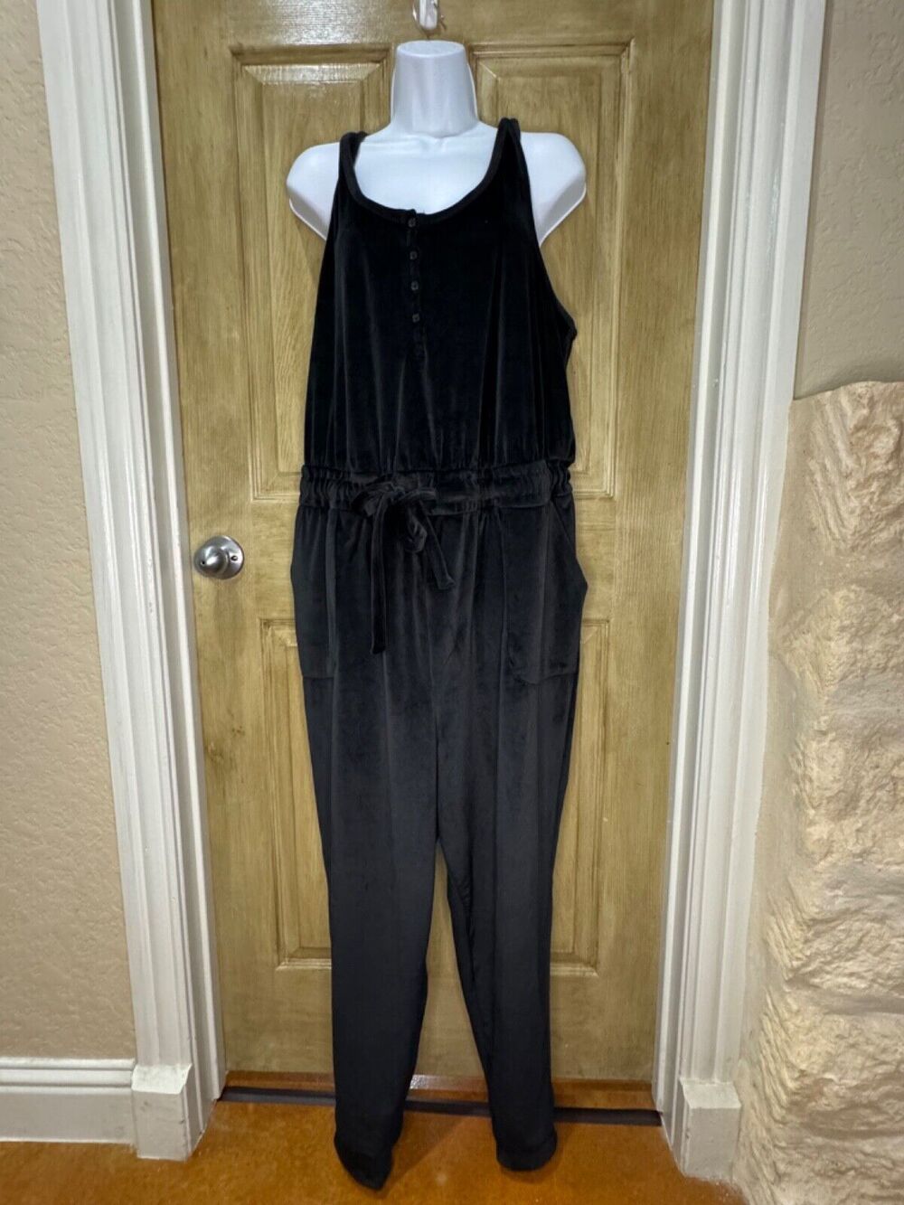 Torrid Henley Lounge Jumpsuit Black Women Size 3 (22-24) EUC One Piece